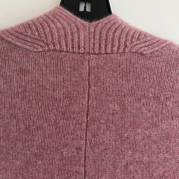 VINCE - Boiled Cashmere Open Rib Trim Cardigan, Heather Mauve, S - Picture 9 of 13